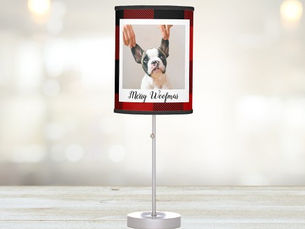 Best Deals! Red Buffalo Plaid & Merry Woofmas With Dog Photo Table Lamp
