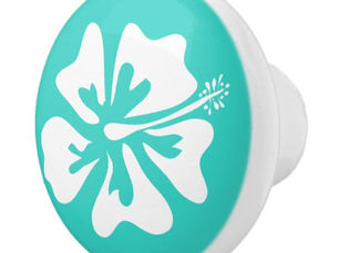 Review Hibiscus flower seaside floral print ceramic knob
