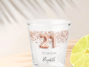 Hot Deals! 21st birthday rose gold confetti name shot glass
