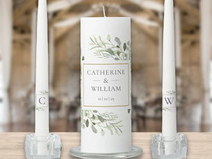 Hot Deals! Elegant Watercolor Greenery Monogram Wedding Unity Candle Set