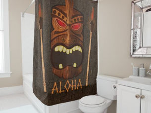 Review Tiki Tropical Retro Vintage Brown Hawaiian Look Shower Curtain