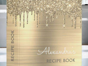 Review Cookbook Recipe Book Gold Glitter Monogram 3 Ring Binder