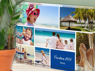 Top 5! Family or Couple Vacation 7 Photo Keepsake, Blue