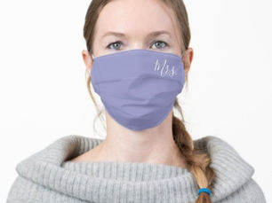Best Price! Periwinkle Blue Calligraphy Bride Wedding Adult Cloth Face Mask