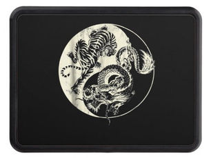 Best Price! Dragon With Tiger Tattoo YIN And Yang Beast Fight Hitch Cover