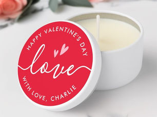 Big Deals! Happy Valentine's Day elegant script name Mini Candle Favors