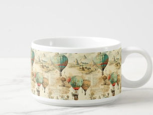 Hot Deals! Vintage Hot Air Balloon in a Serene Landscape (10) Bowl