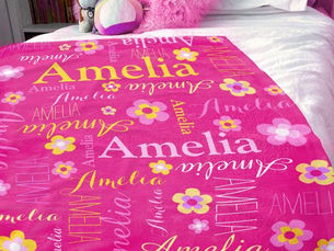 Review Pink yellow girls name Amelia flower blanket