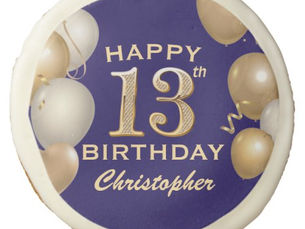 Best Price! 13th Birthday Party Navy Blue and Gold Balloons Sugar Cookie
