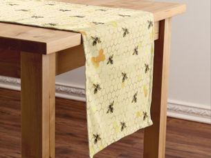 Review Bees on Honeycomb Pattern Gold Yellow Short Table Runner
