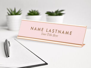 Review Simple Blush Pink Pastel Light Name Title Desk Name Plate