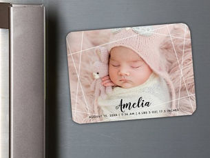 Big Deals! Modern Geometric Shapes Birth Announcement Magnet