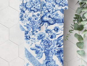 Best Price! Elegant Vintage Blue and White Chinoiserie Bath Towel Set