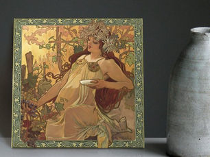 Big Deals! Alphonse Mucha Fall Season Art Nouveau Vintage Ceramic Tile