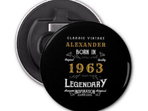 Top 10! 60th Birthday 1963 Add Name Legendary Black Gold Bottle Opener