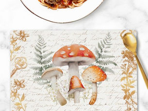 Best Price! Whimsical Forest Mushroom Vintage letter Farmhouse Placemat