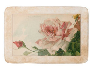 Review Romantic Antique Pink Rose Bath Mat