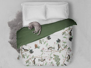 Best Price! Chickadee Birds Berries & Pinecones Watercolor  Duvet Cover