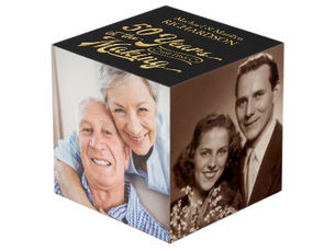Top 5! 50th Anniversary 4 Photo Black & Gold Personalized Cube