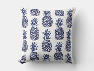 Top 5! indigo blue watercolor pineapples pattern outdoor pillow