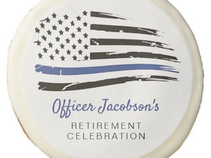 Big Deals! Police Watercolor Thin Blue Line Flag Retirement E Sugar Cookie