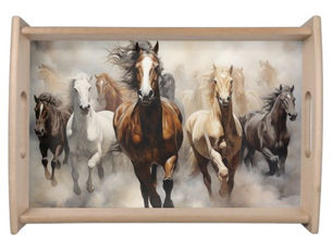 Big Deals! Horses Untamed Running Free Serving Tray