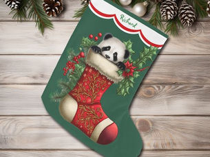 Hot Deals! Cute Panda Bear Peeking Large Christmas Stocking