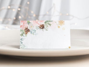 Hot Deals! Winter evergreen blush pink food label place card