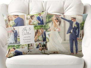 Best Deals! Elegant Newlywed Married Couple Photo Collage Throw Pillow