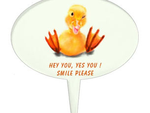 Hot Deals! Funny Cake Topper Playful Yellow Duck Custom Text
