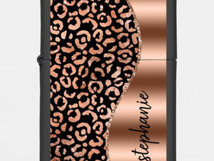 Hot Review! Glam Leopard Spots Rose Gold Black Metallic Name Zippo Lighter