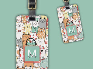 Top 5! Funny Cat Lover Pastel Name On Monogram Travel Luggage Tag