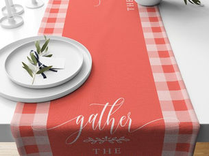 Review Gather Coral Buffalo Check Fall Thanksgiving Short Short Table Runner