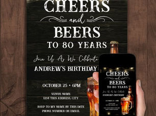 Best Price! Cheers and Beers 80th Birthday Bar Lights Invitati Invitation