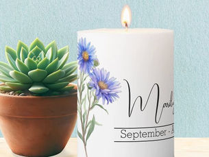 Hot Review! Birth Month Flower September Aster Pillar Candle