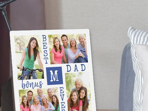 Best Price! Custom 4 Photo Collage Best Bonus Dad Ever Blue Plaque