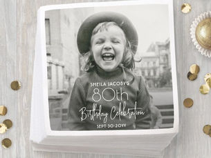 Hot Deals! ANY Birthday Chic White Typography & Photo Party Napkins