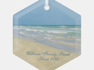 Hot Deals! Beautiful Beach House Custom Family Keepsake Gift Glass Ornament
