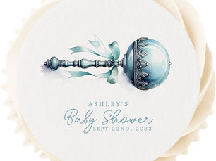Hot Review! Elegant Blue Baby Rattle Boy Baby Shower Edible Frosting Rounds