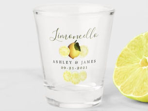 Hot Review! Elegant Script Watercolor Lemon Wedding Limoncello Shot Glass