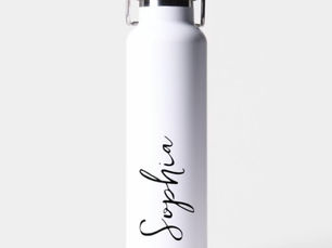 Review Personalized Your Name Script White Wedding Water Bottle