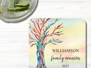 Top 10! Family Tree Family Reunion Square Paper Coaster