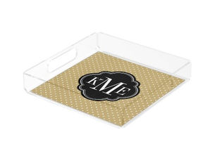 Top 10! Gold and Black Tiny Dots Monogram Acrylic Tray