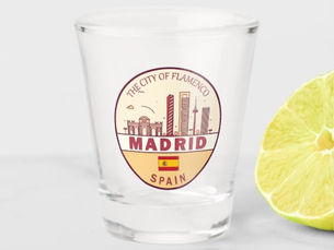 Hot Review! Madrid Spain City Skyline Emblem Shot Glass