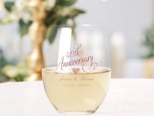 Hot Deals! 40th Ruby Wedding Anniversary Stemless Wine Glass