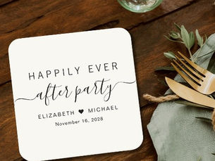 Hot Deals! Happily Ever After Party Cream Wedding Reception Square Paper Coaster