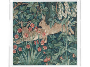 Top 5! Morris Tapestry Forest Rabbits Beverage Coaster Acrylic Tray