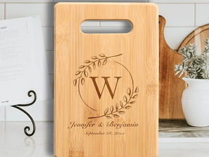 Top 5! Modern Eucalyptus Elegant Monogram Wedding Gift Engraved Cutting Board