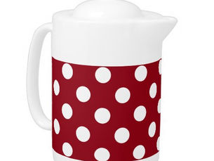 Review White Polka Dots on Crimson Red Teapot