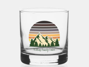 Hot Deals! Custom Green Forest Mountain Cabin Whiskey Glass